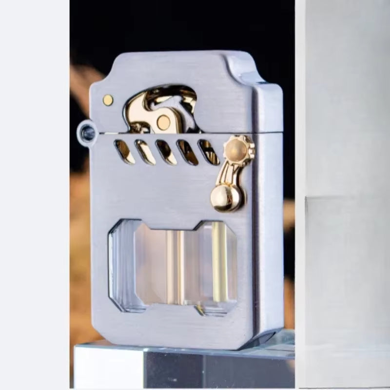 2025  Mecha Transparent Fuel Tank Mechanical Ejection Lighter Metal High-Looking Creative High-End Men'S Gifts