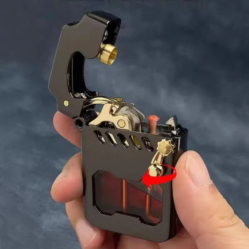2025  Mecha Transparent Fuel Tank Mechanical Ejection Lighter Metal High-Looking Creative High-End Men'S Gifts