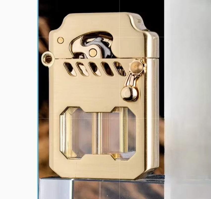 2025  Mecha Transparent Fuel Tank Mechanical Ejection Lighter Metal High-Looking Creative High-End Men'S Gifts